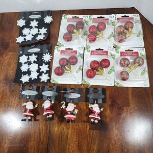Christmas Ornaments Snowflakes Red Ball & Santa Figures